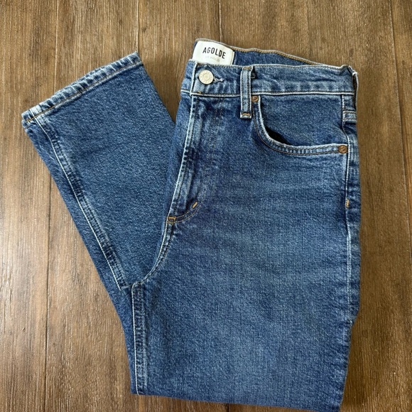 AGOLDE Merrel Jeans High Rise Straight Leg Blue Ankle - Picture 4 of 14